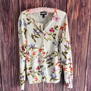 Lands' End Pink Floral Knit Top